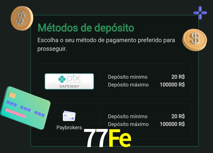 O cassino 77Fe oferece uma grande variedade de métodos de pagamento